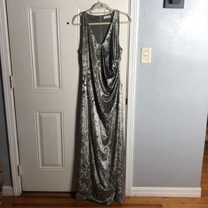 Calvin Klein Silver Crushed Velvet Gown